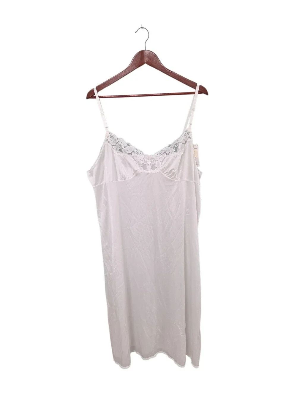Vassarette New White Ice Lace Trim Full Slip Dress Womens Size 44 28 Silky